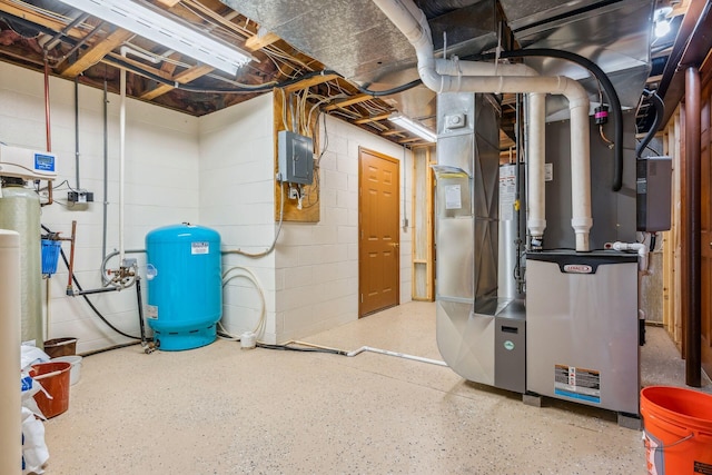6125 Alber Rd, Saline, MI 48176 - unfinished basement with a water pressure tank, electric panel, and concrete block wall