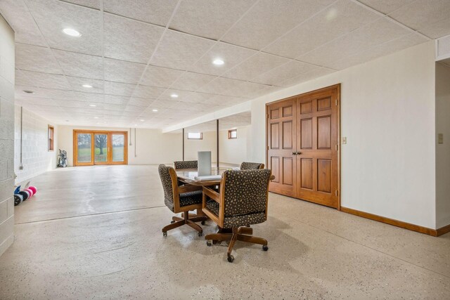 6125 Alber Rd, Saline, MI 48176 - dining space with a paneled ceiling, recessed lighting, and baseboards
