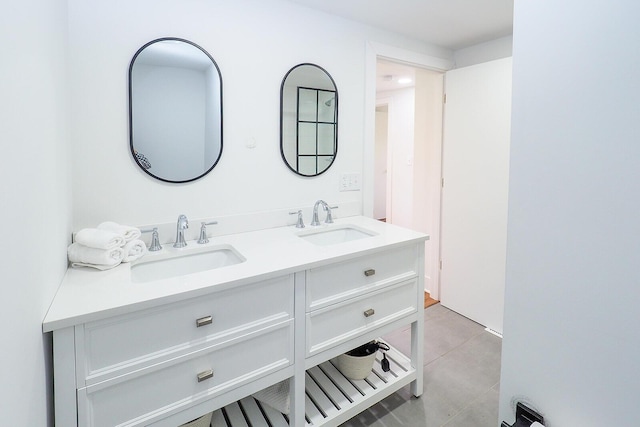 10671 California Rd, Bridgman, MI 49106 - full bathroom featuring double vanity and tile patterned flooring