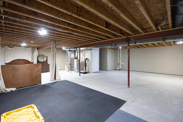 finished basement with water heater