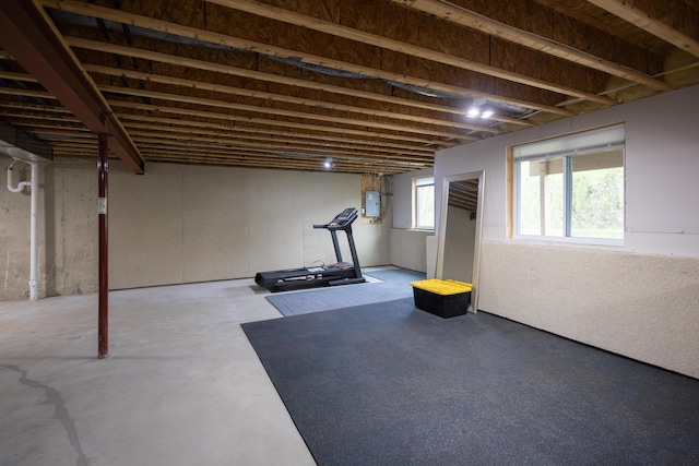 workout area featuring electric panel