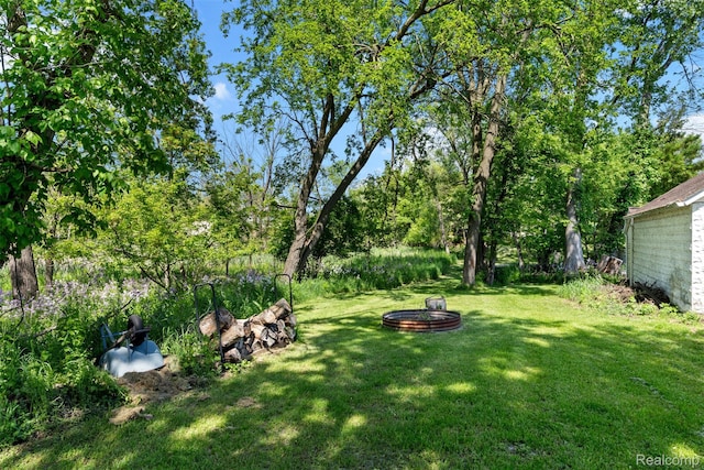 638 E Michigan Ave, Grass Lake, MI 49240 - view of green lawn with a fire pit