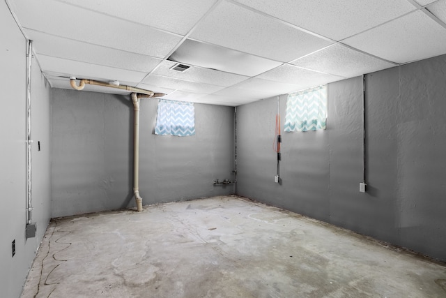 basement with a drop ceiling