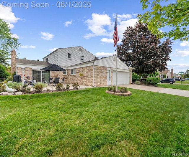 42736 Boulden Ct, Canton, MI 48187 - view of front of house with concrete driveway, brick siding, a front lawn, and an attached garage
