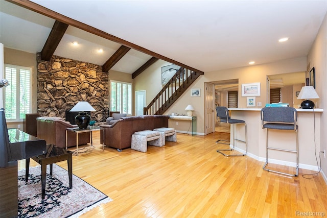 5423 Hauser Way W, Bloomfield, MI 48323 - living area featuring light wood finished floors, stairway, baseboards, and recessed lighting
