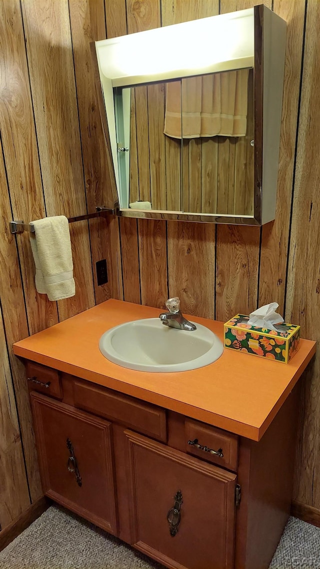 11800 N Adrian Hwy, Clinton, MI 49236 - bathroom featuring vanity and wooden walls