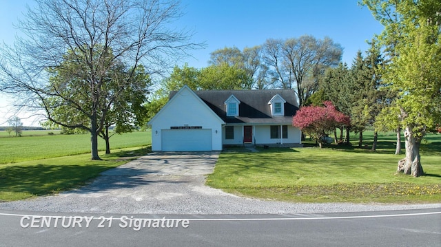 5530 Hess Rd, Saginaw, MI 48601 - new england style home featuring an attached garage, a front yard, and driveway