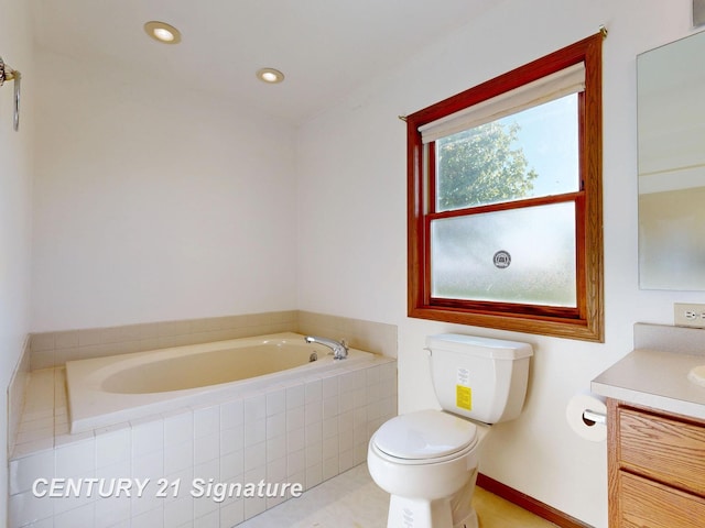 5530 Hess Rd, Saginaw, MI 48601 - full bathroom with vanity, a bath, toilet, and recessed lighting