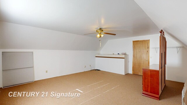 5530 Hess Rd, Saginaw, MI 48601 - bonus room featuring carpet, lofted ceiling, and ceiling fan
