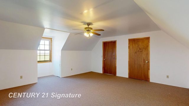 5530 Hess Rd, Saginaw, MI 48601 - additional living space featuring lofted ceiling, a ceiling fan, and carpet floors