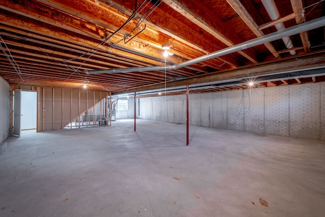 view of unfinished basement