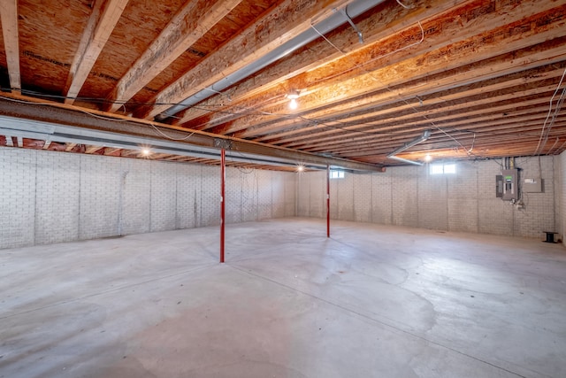 basement with electric panel