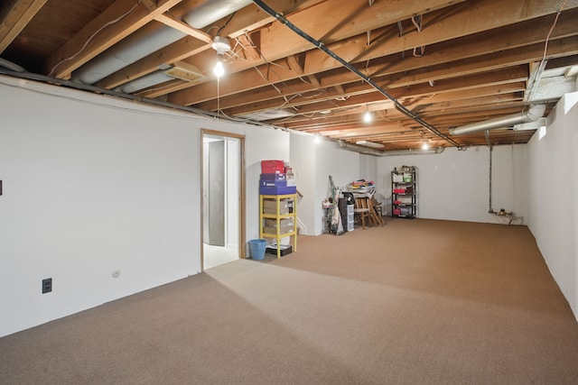 below grade area with carpet