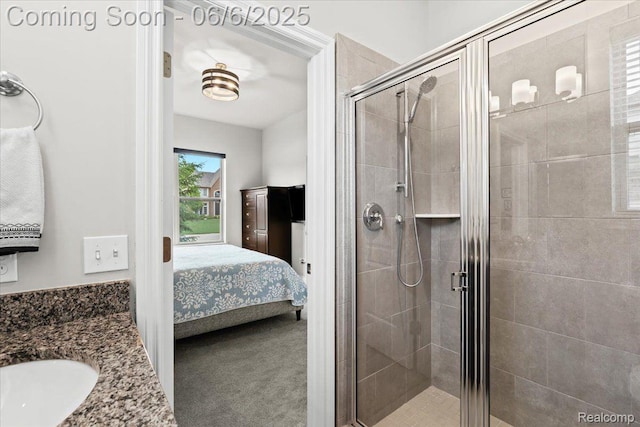 10611 Stoney Point Dr, South Lyon, MI 48178 - ensuite bathroom with a stall shower and vanity