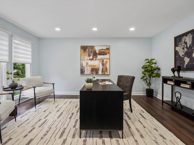 4206 Southmoor Ln, West Bloomfield, MI 48323 - home office with wood finished floors, recessed lighting, and baseboards
