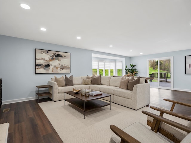 4206 Southmoor Ln, West Bloomfield, MI 48323 - living room with wood finished floors, recessed lighting, and baseboards