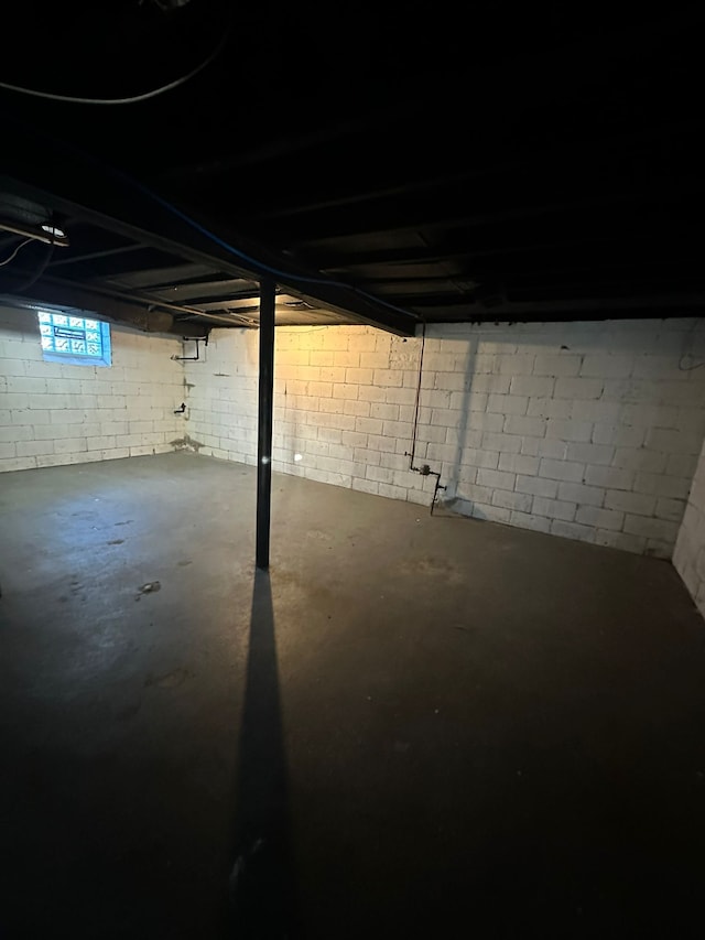view of unfinished basement