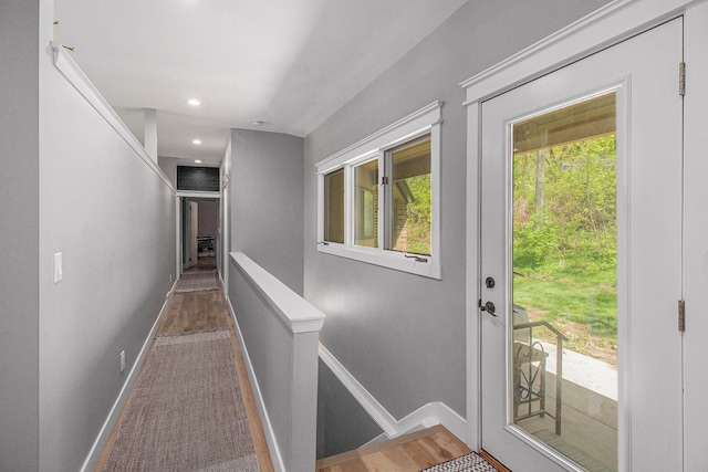 8440 Lance, Brighton, MI 48116 - doorway featuring baseboards, wood finished floors, and recessed lighting