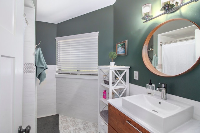 8440 Lance, Brighton, MI 48116 - bathroom with curtained shower and vanity