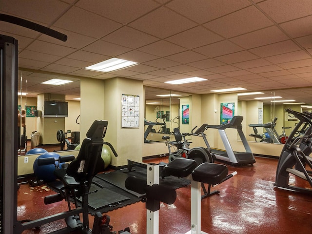 15 E Kirby St Unit 822, Detroit, MI 48202 - exercise room featuring a drop ceiling