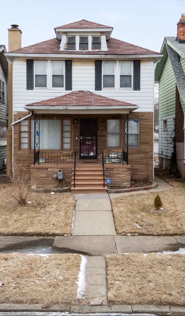 5370 Seebaldt St, Detroit, MI 48204 - traditional style home with covered porch and a chimney