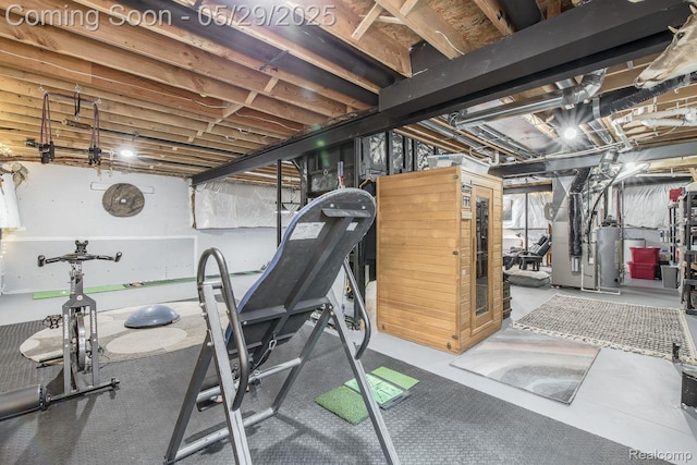 6940 Stonewood, Clarkston, MI 48346 - workout room with water heater and heating unit