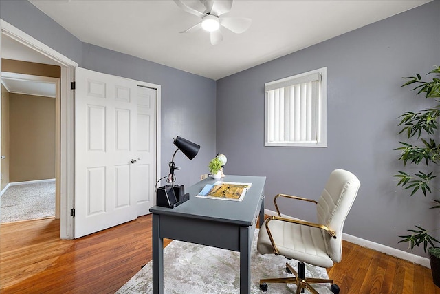 23142 Port St, Saint Clair Shores, MI 48082 - office featuring baseboards, wood finished floors, and ceiling fan