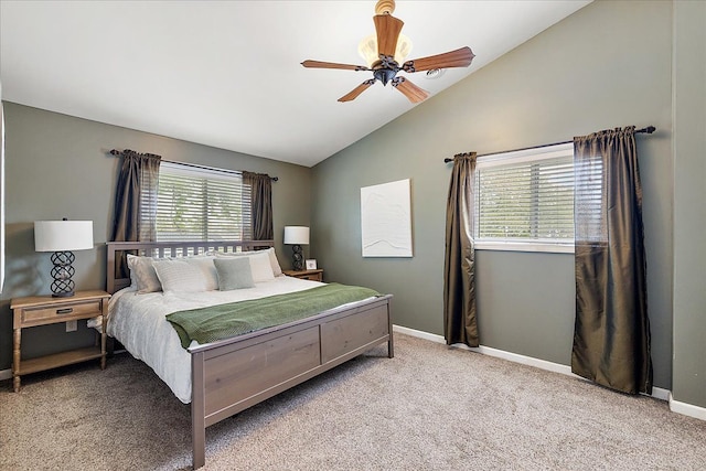 23142 Port St, Saint Clair Shores, MI 48082 - bedroom featuring lofted ceiling, carpet, baseboards, and ceiling fan