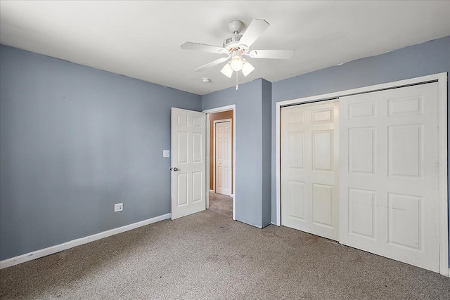 23142 Port St, Saint Clair Shores, MI 48082 - unfurnished bedroom with carpet, a closet, baseboards, and ceiling fan