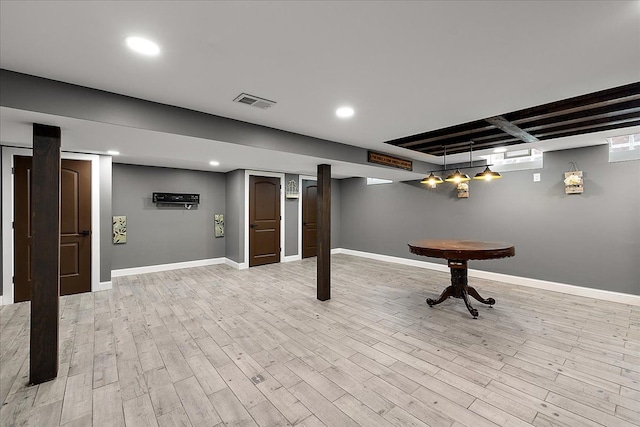 23142 Port St, Saint Clair Shores, MI 48082 - finished basement with baseboards, light wood finished floors, and recessed lighting