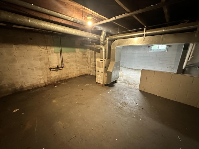 unfinished below grade area with heating unit