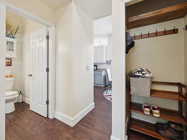 230 Atlantis Cir, Oxford, MI 48371 - corridor with dark wood finished floors and baseboards