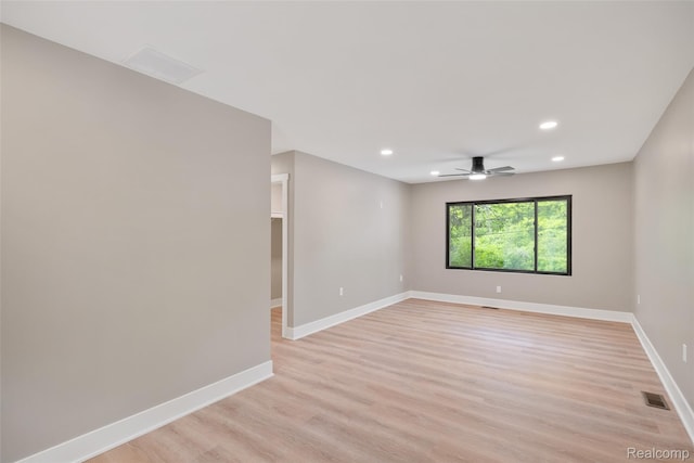 7598 Lake Park Rd, Ira, MI 48023 - unfurnished room featuring recessed lighting, light wood-type flooring, ceiling fan, and baseboards