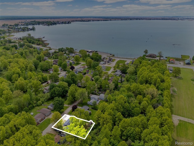 7598 Lake Park Rd, Ira, MI 48023 - aerial view of property and surrounding area featuring property boundaries highlighted and a nearby body of water