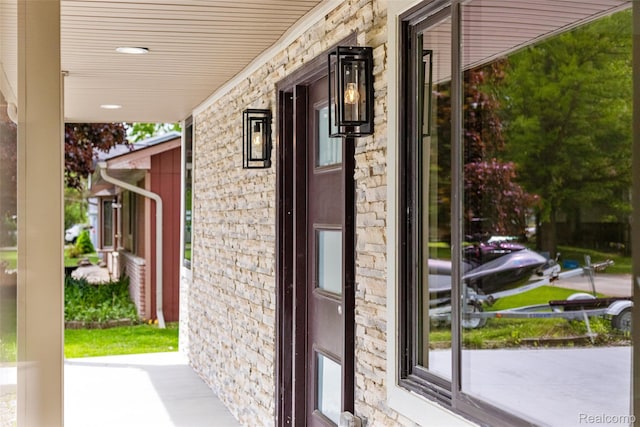 7598 Lake Park Rd, Ira, MI 48023 - exterior view of stone siding