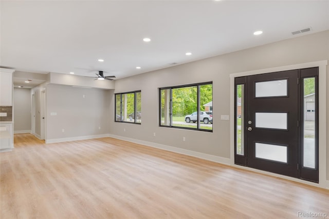 7598 Lake Park Rd, Ira, MI 48023 - entryway with light wood-style floors, baseboards, recessed lighting, and ceiling fan