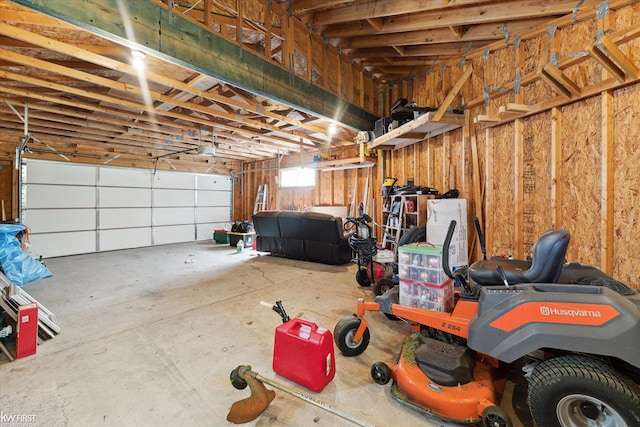 garage with a garage door opener