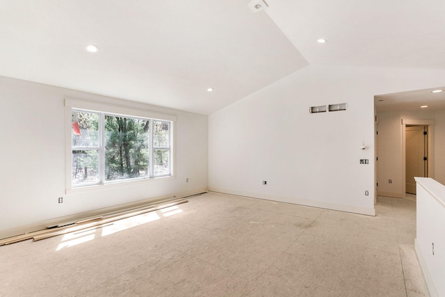 1826 S Barnes Rd, Muskegon, MI 49442 - spare room featuring lofted ceiling and recessed lighting