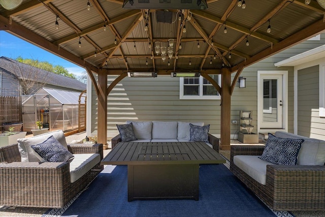1836 Marywood Dr, Royal Oak, MI 48073 - view of patio / terrace featuring a gazebo, an exterior structure, an outdoor hangout area, and an outdoor structure