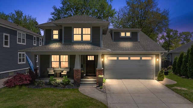 1836 Marywood Dr, Royal Oak, MI 48073 - view of front of house with a porch, a garage, a shingled roof, and driveway