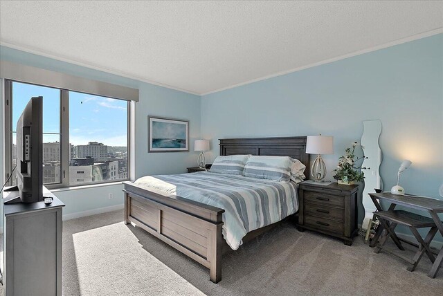 143 Campau Cir NW Unit 1616, Grand Rapids, MI 49503 - bedroom with light carpet, crown molding, a textured ceiling, and baseboards