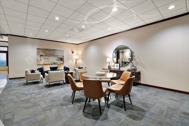 143 Campau Cir NW Unit 1616, Grand Rapids, MI 49503 - dining area with carpet flooring, ornamental molding, recessed lighting, and baseboards