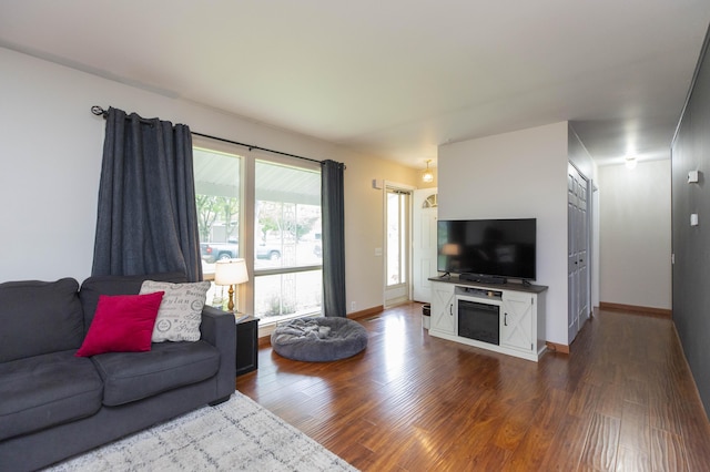 1609 Sheridan Ave, Niles, MI 49120 - living area featuring dark wood-style floors, baseboards, and a fireplace