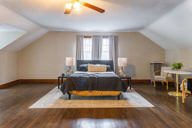2285 Chicago Blvd, Detroit, MI 48206 - bedroom with lofted ceiling, wood finished floors, baseboards, and a ceiling fan