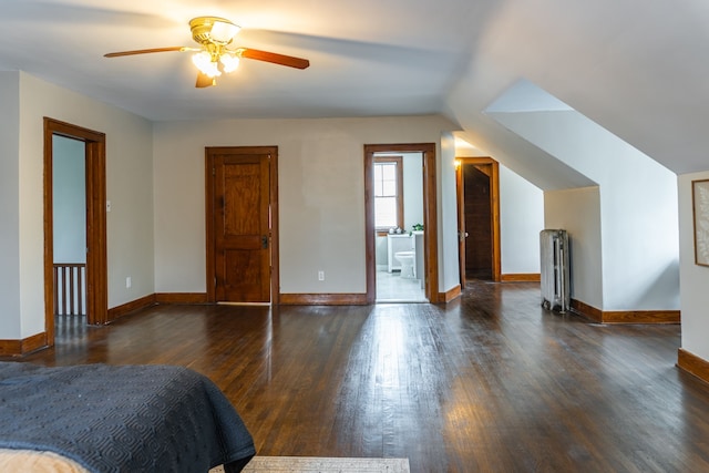 2285 Chicago Blvd, Detroit, MI 48206 - bedroom with radiator heating unit, wood finished floors, baseboards, and ceiling fan