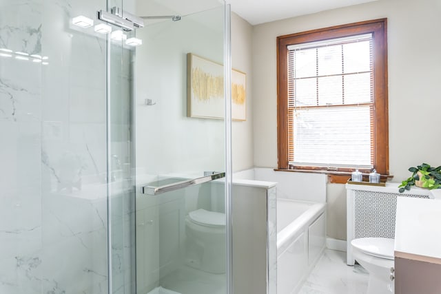 2285 Chicago Blvd, Detroit, MI 48206 - full bath featuring toilet, plenty of natural light, and marble finish floors