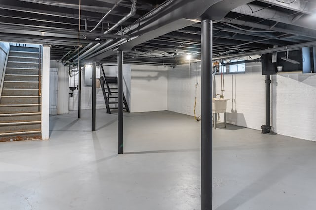 2285 Chicago Blvd, Detroit, MI 48206 - basement with stairway and a sink