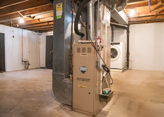 30664 Burlington St, Westland, MI 48186 - unfinished below grade area featuring washer / clothes dryer and heating unit