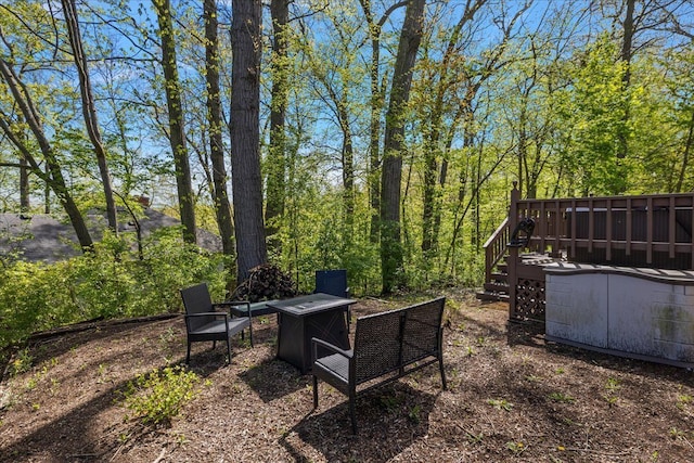 view of yard with a deck