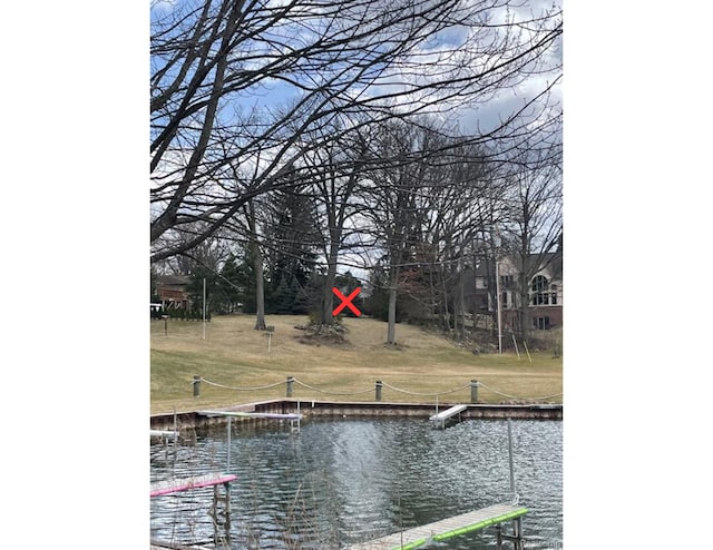 5080 Kitson Ln, West Bloomfield, MI 48324 - dock featuring a water view and a yard